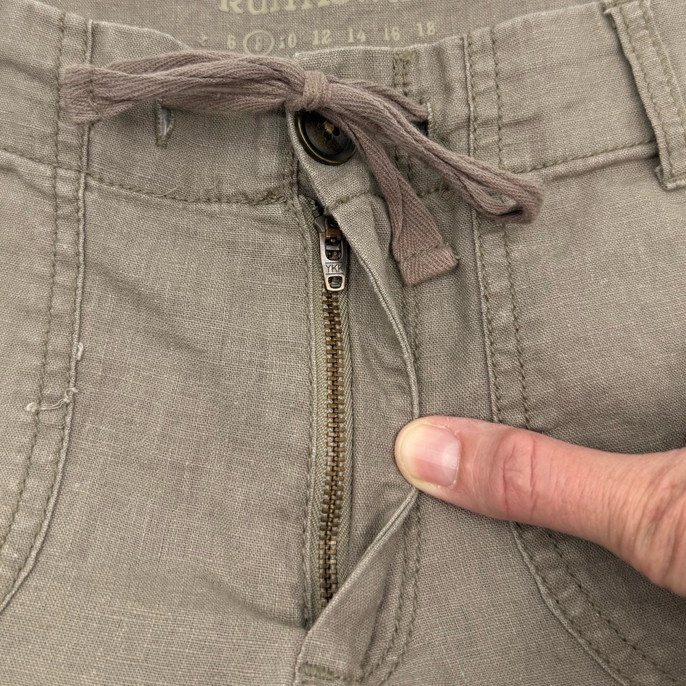 Ruff Hewn Utility Cargo Pants‎ Sz 8 Tan Linen Cotton Blend Capri Length Gorpcore - Picture 7 of 11